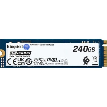 Твердотельный накопитель Kingston SSD DC2000B 240GB, M.2 22x80mm, NVMe, PCIe Gen 4x4, 3D TLC, R/W 4500/400MB/s, IOPs 260 000/18 000, TBW 175, DWPD 0.4 No Heatsink) (12 мес)