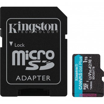 Карта памяти 1Tb MicroSD KINGSTON CANVAS GO! PLUS + SD адаптер (SDCG3/1TB)