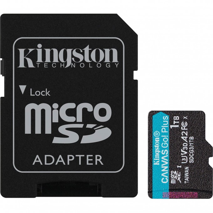 Карта памяти 1Tb MicroSD KINGSTON CANVAS GO! PLUS + SD адаптер () SDCG3/1TB