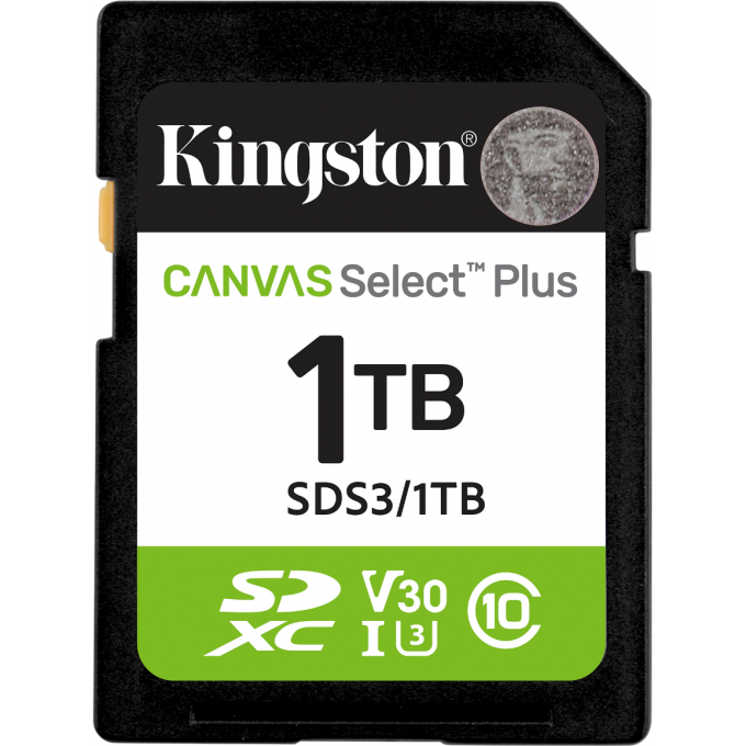 Карта памяти KINGSTON 1TB SDXC CANVAS SELECT PLUS GEN3 150MB/s C10 UHS-I U3 V30 SDS3/1TB