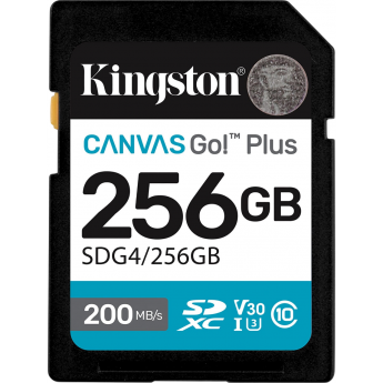 Карта памяти KINGSTON 256GB SDXC CANVAS GO PLUS GEN4 200MB/s C10 UHS-I U3 V30