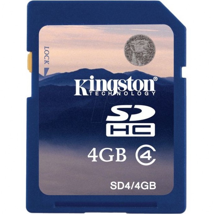 Карта памяти KINGSTON 4GB Class 4 SDHC SD4-4GB 318693