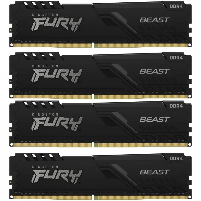 Оперативная память 64Gb DDR4 3200MHz KINGSTON FURY BEAST BLACK () (4x16Gb KIT) KF432C16BBK4/64