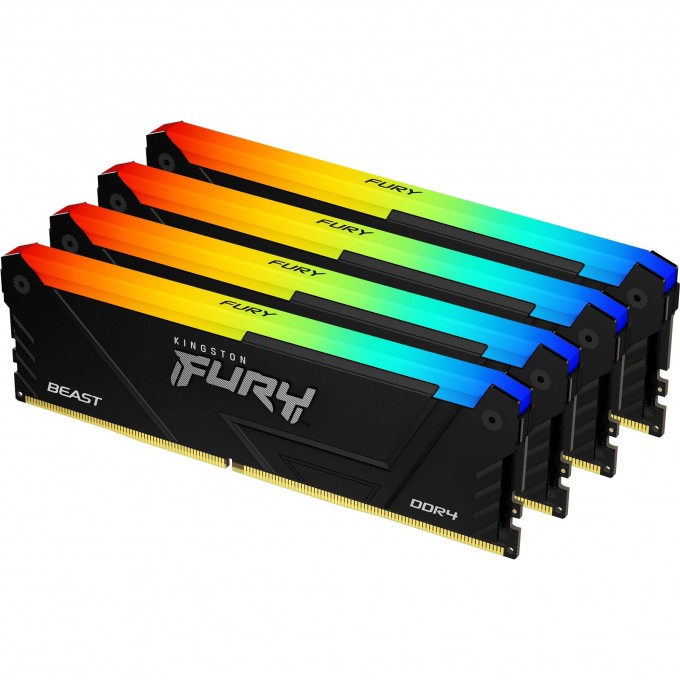 Оперативная память 64Gb DDR4 3600MHz KINGSTON FURY BEAST Black RGB () (4x16Gb KIT) KF436C18BB2AK4/64
