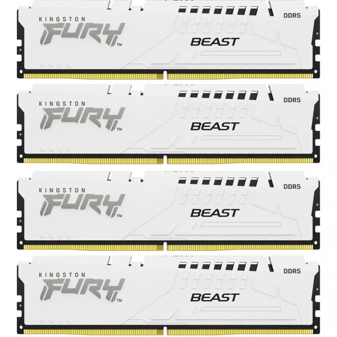 Оперативная память 64Gb DDR5 6000MHzKINGSTON FURY BEAST WHITE () (4x16Gb KIT) KF560C40BWK4-64