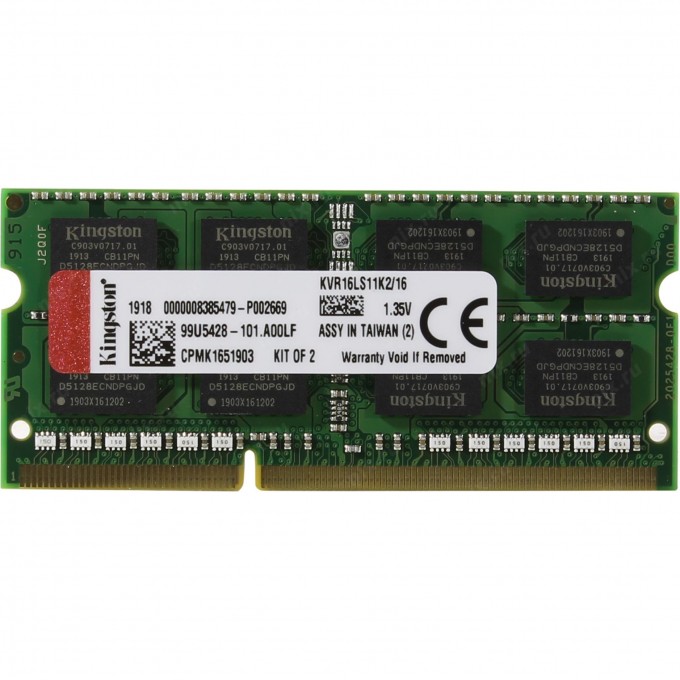 Оперативная память 8Gb DDR-III 1600MHz KINGSTON SO-DIMM (KVR16LS11/8) KVR16LS11/8WP