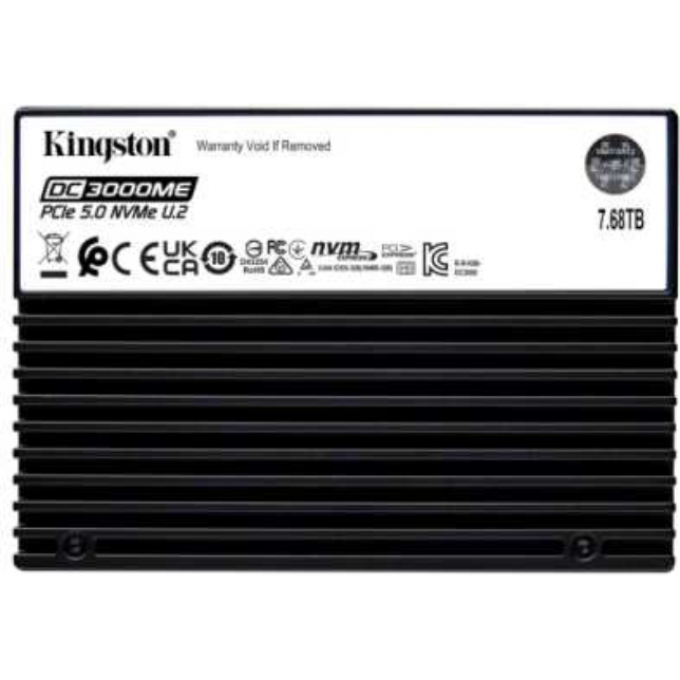 Твердотельный накопитель KINGSTON SSD DC3000ME 7680GB, U.2(2.5" 15mm), NVMe, PCIe Gen 5x4, 3D TLC, R/W 14000/10000MB/s, IOPs 2 800 000/500 000, TBW 14016, DWPD 1 (12 мес) SEDC3000ME/7T6 Твердотельный накопитель KINGSTON SSD DC3000ME 7680GB, U.2(2.5" 15mm), NVMe, PCIe Gen 5x4, 3D TLC, R/W 14000/10000MB/s, IOPs 2 800 000/500 000, TBW 14016, DWPD 1 (12 мес) SEDC3000ME/7T6